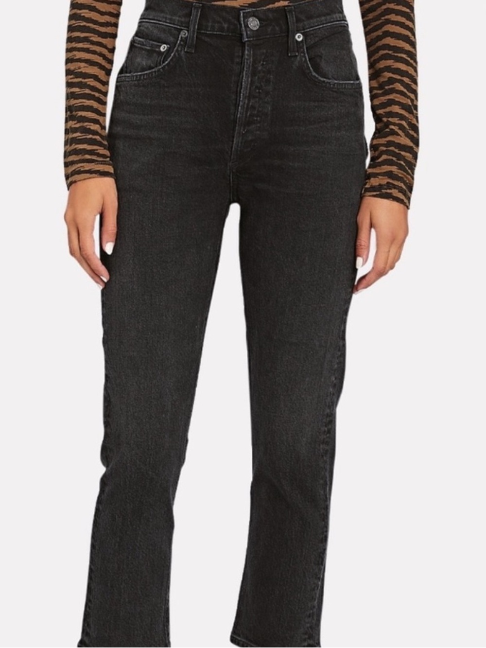 Agolde Riley high rise straight black Jeans